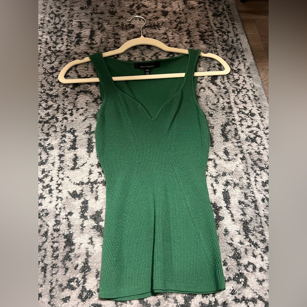 White House Black Market Green ribbed tank top